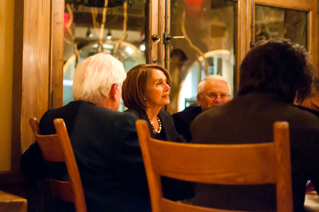 Nancy Pelosi at the table next door