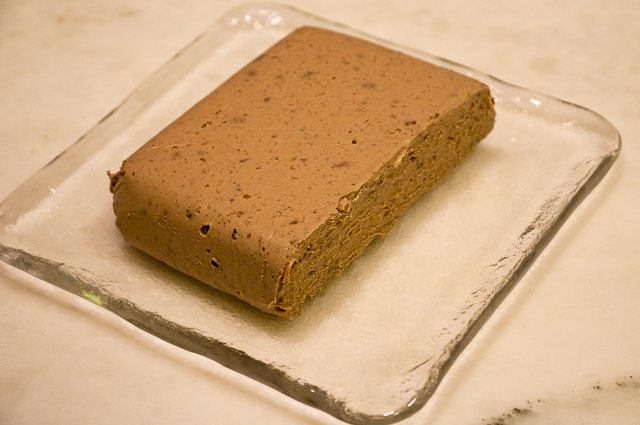 Duck pate with chanterelle mushrooms.